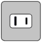 Type A Outlet: A white electrical outlet with two sockets